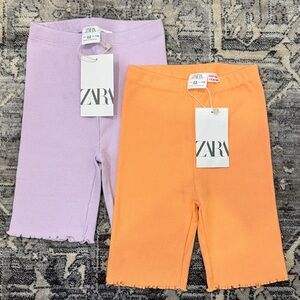 Zara Girls Lilac and Orange Ribbed Shorts
